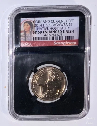 2014 D ENHANCED $1 Sacagawea Dollar NGC SP69 Black Label Cover