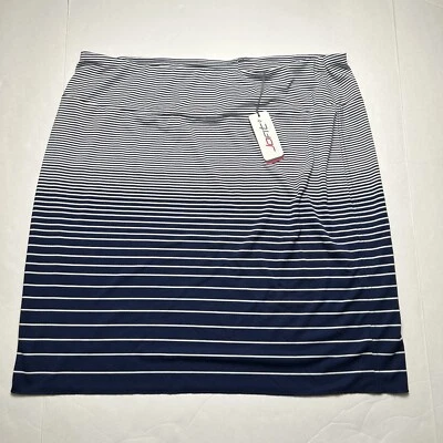 JOFIT Slip On Navy White Ombre Striped Stretch Casual Pencil Skirt Plus Size XXL - Image 1 of 4