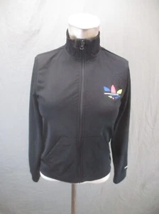 ADIDAS Size 11-12 YRS Girls Black Full Zip Stand Collar Pocket Track Jacket 361 - Picture 1 of 9