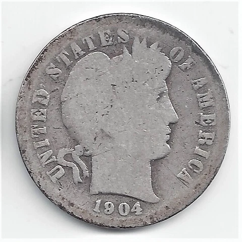 1904-S Semi-key Barber Dime G/AG Lot 513 Cover