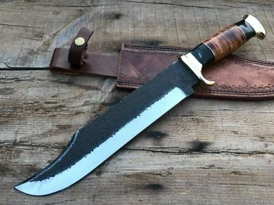  Full Tang custom handmade D2 Tool  steel bowie knife with leather sheath - Image 1 of 4
