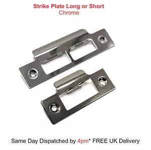 Door Strike Plate Chrome Mortice Latch 114mm or 75mm Length Pack of 1 2 3 4 5 10 - Picture 1 of 16