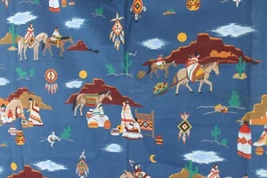 NATIVE AMERICAN PUEBLO SOUTHWEST HORSE Print Cranston Joan Messmore Fabric - Picture 1 of 12