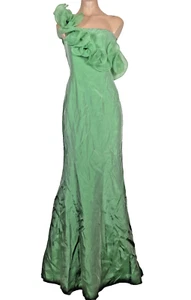 Jovani Long Green Iridescent Gown One Shoulder Ruffle Prom Party Dress Sz 6 NWOT - Picture 1 of 7