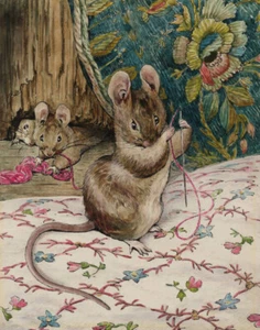 Helen Beatrix Potter Die Mäuse bei der Arbeit Einfädeln der Nadel Leinwandbild 16 x 20 - Bild 1 von 4