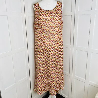 Dress Barn Sleeveless Dress Bright Floral 14 Lined Flowers Hippie 70s 90s Y2K - Image 1 of 4