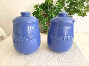 Keramik Zwiebel,+ Salz Behälter Keramiktopf Blau,Höhe 20cm, mit Deckel - Bild 1 von 4