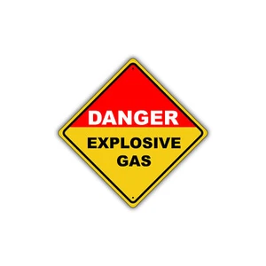 Peligro Explosivo Gas Peligroso Novedad Aviso de Precaución Aluminio Metal Letrero 12x12 - Imagen 1 de 1