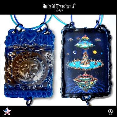 astrology talisman necklace pendant amulet alchemy hindu sun moon heart cosmos 1 - Image 1 of 4