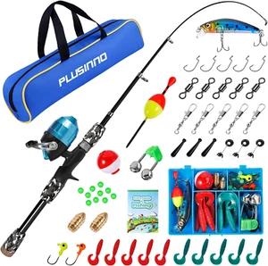 Kids Fishing Pole with Spincast Reel Telescopic Fishing Rod Combo Full Kits for  - Picture 1 of 12