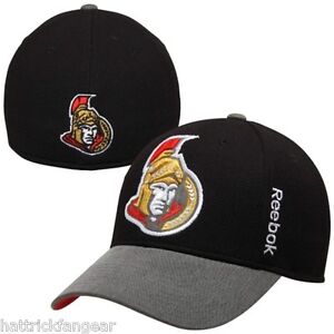  Ottawa Senators Reebok M433Z NHL Playoffs Stretch Fit Hockey Cap Hat L/XL 
