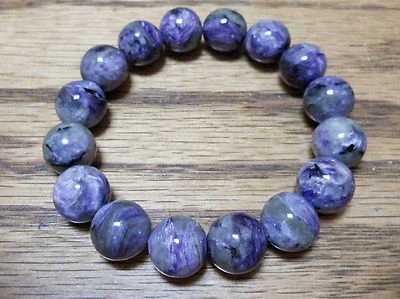 Brazalete de cuentas de cristal ruso con piedras preciosas CAROITE 48 g o 1,7 oz ¡HERMOSO!! Foto 1 de 4