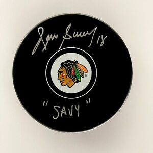 DENIS SAVARD Chicago Blackhawks Autographed Puck with ''SAVY'' inscription