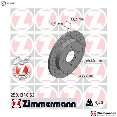 2x BRAKE DISC 250.1340.52 FOR FORD IKON/V SIERRA/Break/Turnier/Hatchback 1.0L - Image 1 of 4