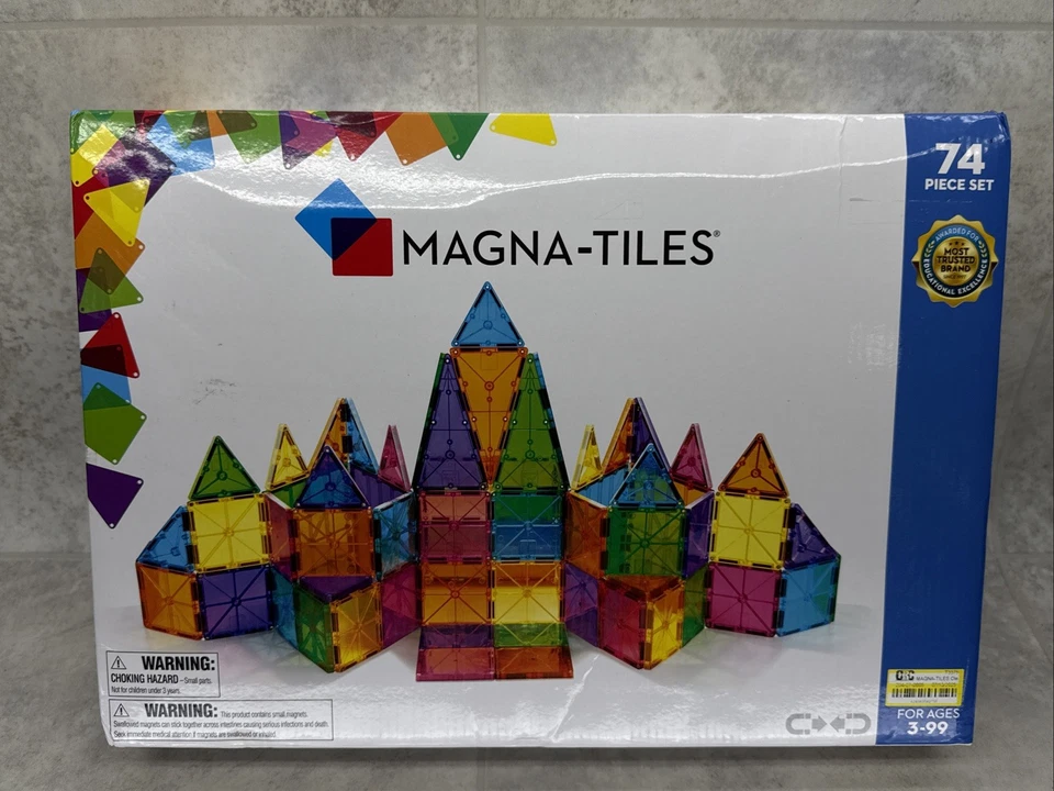 MAGNA-TILES Clear colors 74 Piece Set *New-Box Damage - Image 1 of 4