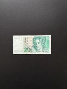 Germany Banknote 1993 20 Mark #39b F/VF Circulated (Last Note) - Picture 1 of 2