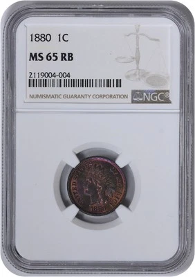 1880 Indian Cent MS65RB NGC - Image 1 of 2