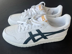 Asics Herren Größe 10 Throwback Niedrig Turnschuhe Weiß Dunkel Ozean Ortholite - Bild 1 von 11