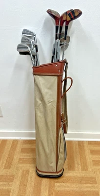 Vintage Golf Club Set w Bag antique sports wall art loft decor restaurant canvas - Image 1 of 4