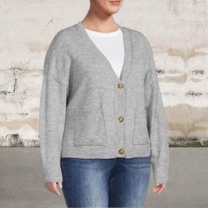 Cardigan Cliche nuovo senza etichette grigio con bottoni taglia large - Foto 1 di 6