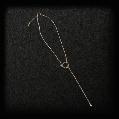 Luv AJ Rose Gold Tone Lariat Open Circle Pendant & Long Dangle Fashion Necklace - Image 1 of 4