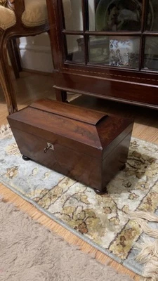 c.1870 Georgian Wood Tea Caddy  - Image 1 of 4
