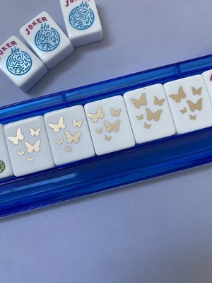 New AMERICAN MAHJong Set white w gold butterflies 166 pcs Traditionally engraved - Image 1 of 4