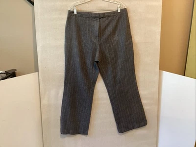 Oscar de la Renta Mujer Pantalón 16W Gris Blanco Rayas Pierna Ancha Lana Cachemira Foto 1 de 4