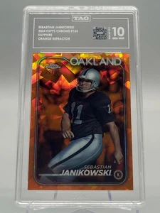 2024 CHROME SEBASTIAN JANIKOWSKI ORANGE REFRACTOR 10 CARD /25 RAIDERS NFL TAG - Picture 1 of 2