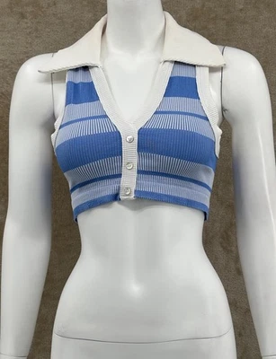 Top Out From Under Urban Outfitters Mujer Mediano Grande Azul Corto Rayas Festival Foto 1 de 4