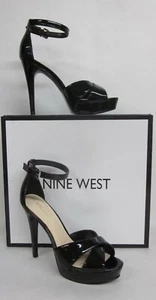 Nine West Decorao Black Patent Synthetic Platform Sandal - SIZE 9.5 - Picture 1 of 8