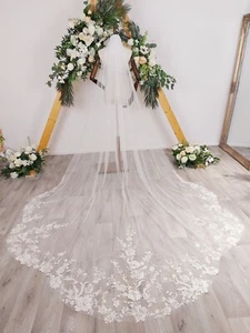 Bridal Lace Veil with Sparkle Lace, 1 Tier Veil with Sequins, Wedding Veil - Picture 1 of 7