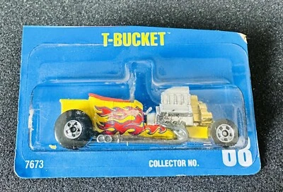 Hot Wheels Blackwall 1988 T-Bucket Hot Rod 黄色带火焰 2.75 英寸压铸 — 第 1/4 张图片