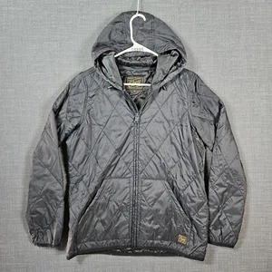 Obey Quilted Jacket Men Size Medium Black Hooded Full Zip - Picture 1 of 9