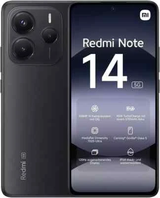 XIAOMI REDMi NOTE 14 5G NERO 8GB 256GB RAM NFC AI DUAL SIM 6,67 ITALIA NO BRAND - Immagine 1 di 4