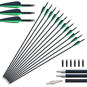 30in 12pcs Pure Carbon Arrows Hunting Archery Target Arrows Recurve Bow Longbow - Picture 1 of 40