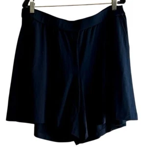 Navy Rayon Blend Flowy Shorts Comfortable Elastic Waist Casual Summer Bottoms - Picture 1 of 5