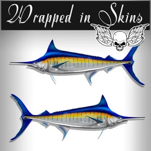 Calcomanías para RV gráficos 2 pegatinas de pescado azul Marlin 25" calcomanías gráficas barco RV #5,5 - Imagen 1 de 1