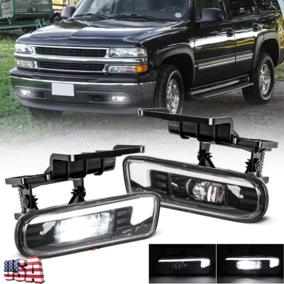 Fit 2000-2006 For Chevrolet Tahoe 2PC LED Clear Lens Fog Light Halo Driving Lamp - Image 1 of 4