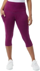 NWT 32 Degrees Cool Women's Pull On Capri Leggings Plum Size L $65 11HL386 - Picture 1 of 3