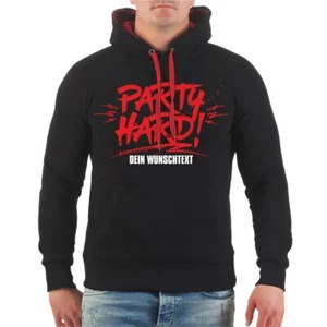Kapuzenpullover WUNSCHTEXT Party Hard Schon Dicht im Flieger Hoodie bier urlaub - Bild 1 von 3