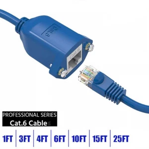 1-25FT CAT6 RJ45 Male to Female Network LAN Ethernet Panel Mount Extension Cable - Picture 1 of 2