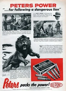 1957 Peters 30-06 Rifle Ammo Lion Hunting Original Color Print Ad - Picture 1 of 1