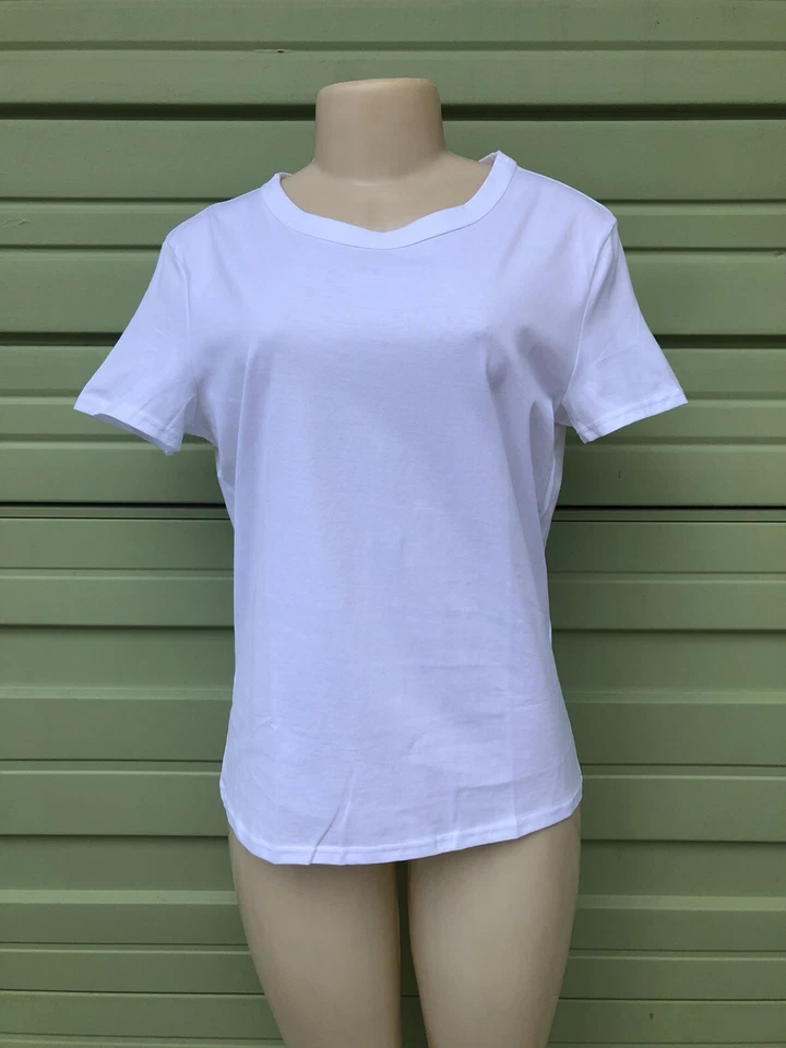 Zara White Woman Basic T-shirt With Short Sleeve and Round Neck Size M 3398m