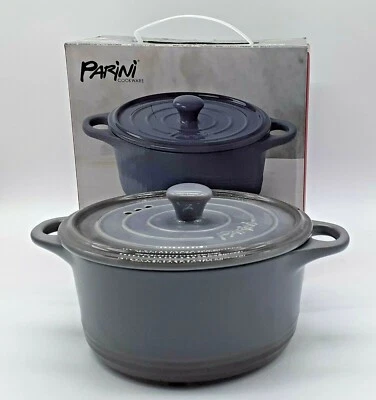 1 Qt. Cazuela Parini o Horno Holandés Pequeño Estufa Seguro Gris con Tapa Cerámica Foto 1 de 4