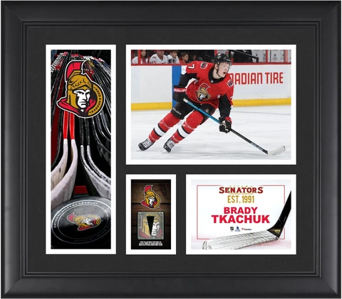 Brady Tkachuk Ottawa Senators Frmd 15" x 17" Player Collage & Piece of GU Puck Cover