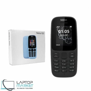 New Nokia 105 Black GSM Factory Unlocked Single SIM Cellular Phone Flashlight - Afbeelding 1 van 2