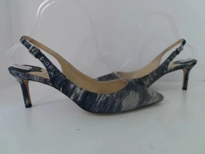 NUEVO SIN CAJA JIMMY CHOO Azul Tela Metálica Correas/Zapatos Ajustables EUR 39,5 Foto 1 de 4