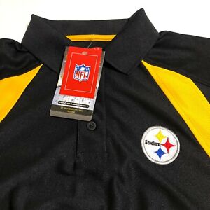 Pittsburgh Steelers NFL Mens Team Apparel Polo Golf Shirt Size M NWT Black Gold
