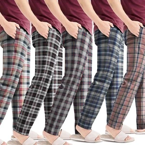 New Men's Pyjama Bottoms Rich Cotton Woven Check Lounge Assorted Pants Nightwear - Picture 1 of 91